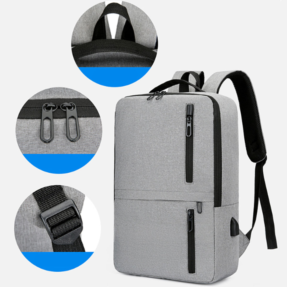 15.6 In Waterproof Business Laptop Backpack W/ USB Charging 3