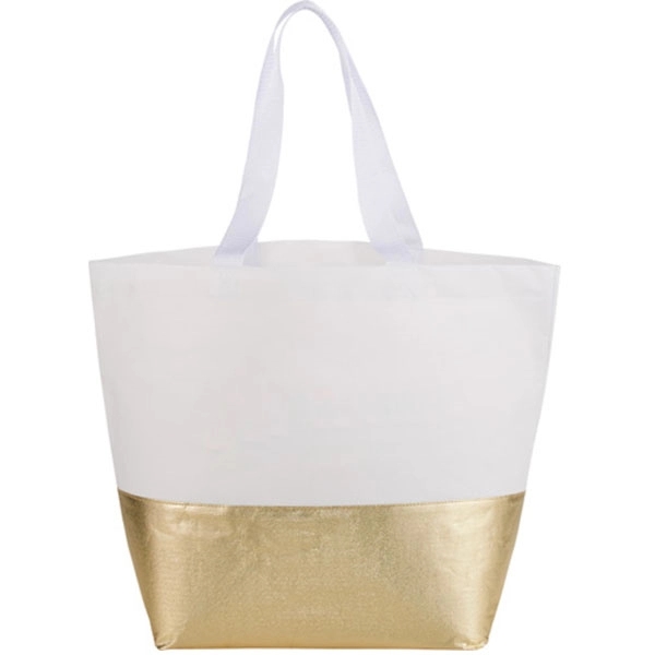 Large Laminated Non-Woven Metallic Bottom Tote 4