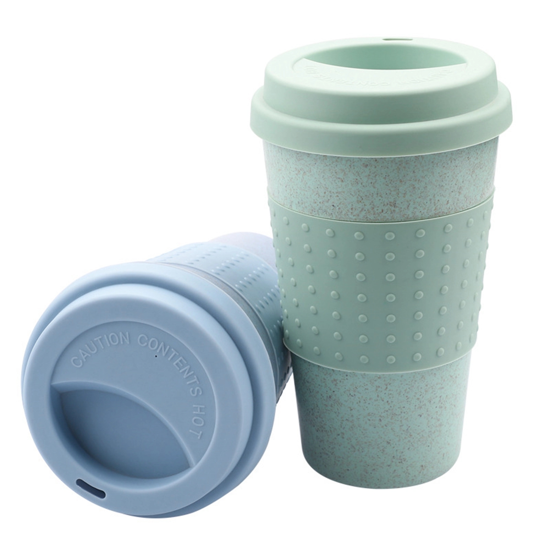 15 Oz. Wheat Straw Silicone Cup with Lid 5