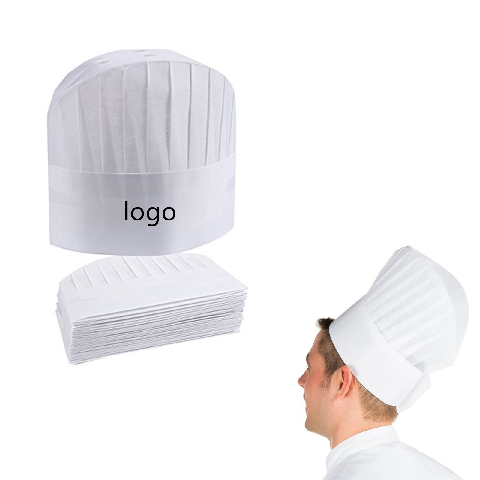 Disposable White Non Woven Chef Tall Hat 2