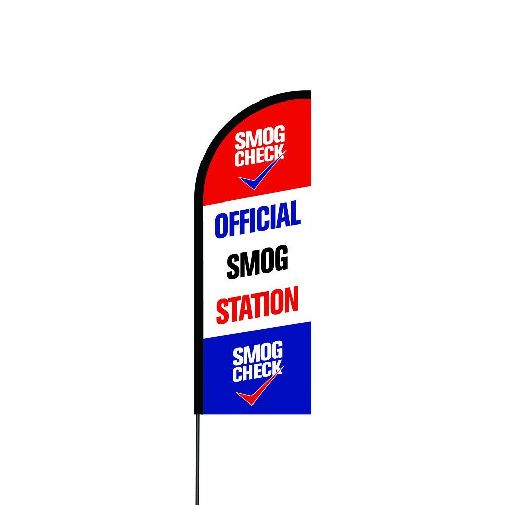 Official Smog Station (Smog Check) Flag Kit Hardware 11' Feet Feather Flag Sign Outdoor Banner 2