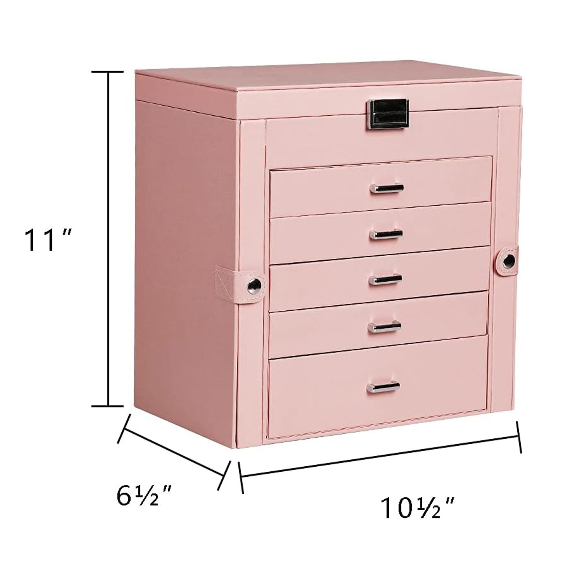 6 Tier PU Leather Jewelry Box with Lock 3