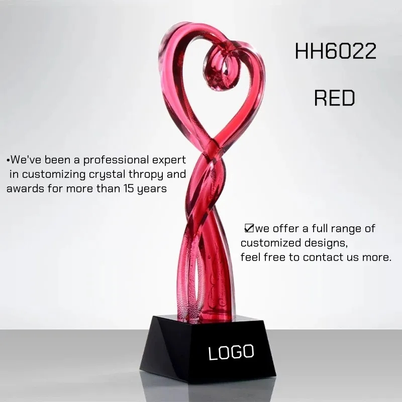 Creative Glazed Crystal Heart-Shaped Trophy Award LOT 5
