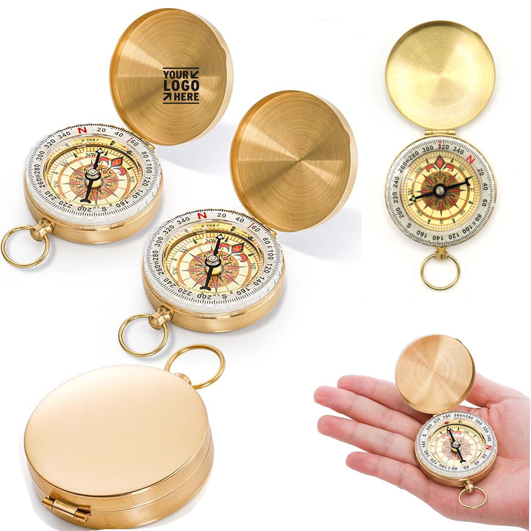 Classic Pocket Style Copper Clamshell Glow In The Dark Military Survival Gear Luminous Kids Compass