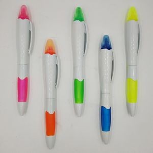 White Barrel Pen With Highlighter 8
