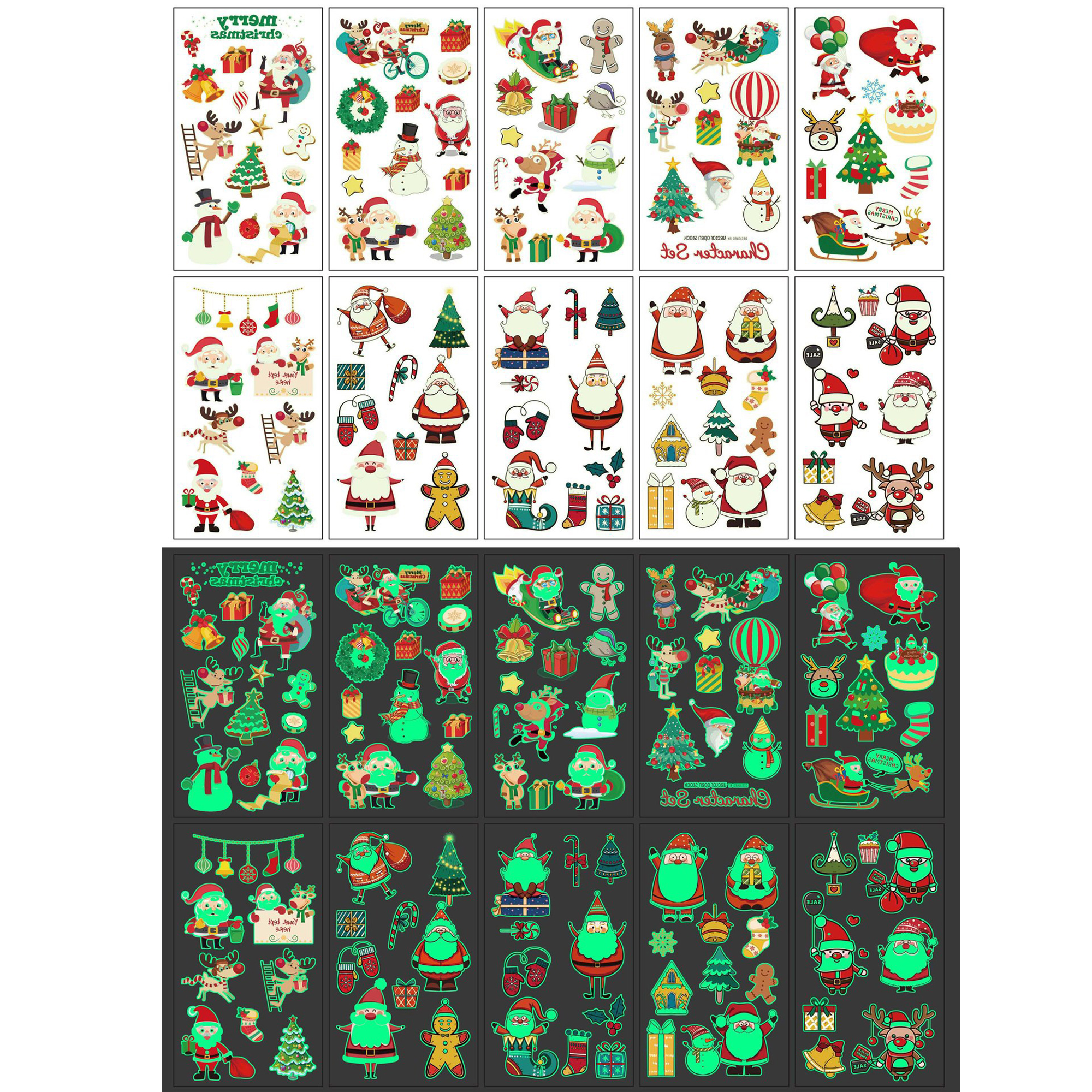 Christmas Glow Temporary Tattoo Stickers 1
