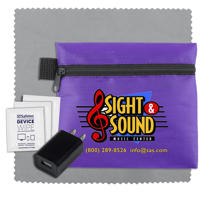 "TECHPACK" Tech Hom and Travel Kit with Microfiber Cleaning Cloth and US Wall Charger 4