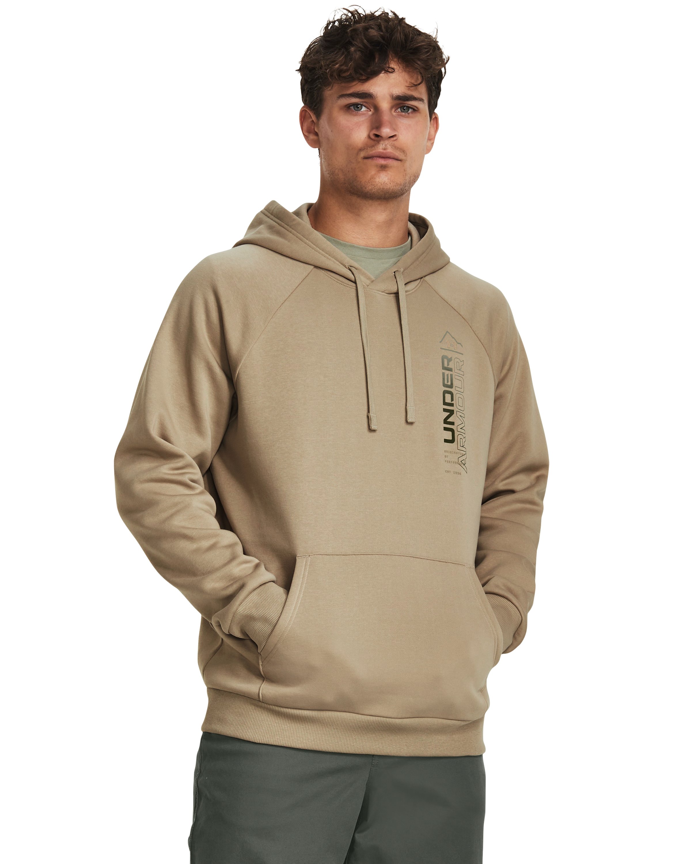 Men's UA Rival Fleece Wordmark Hoodie, custom hoodie or sweatshirt with logo imprint 3