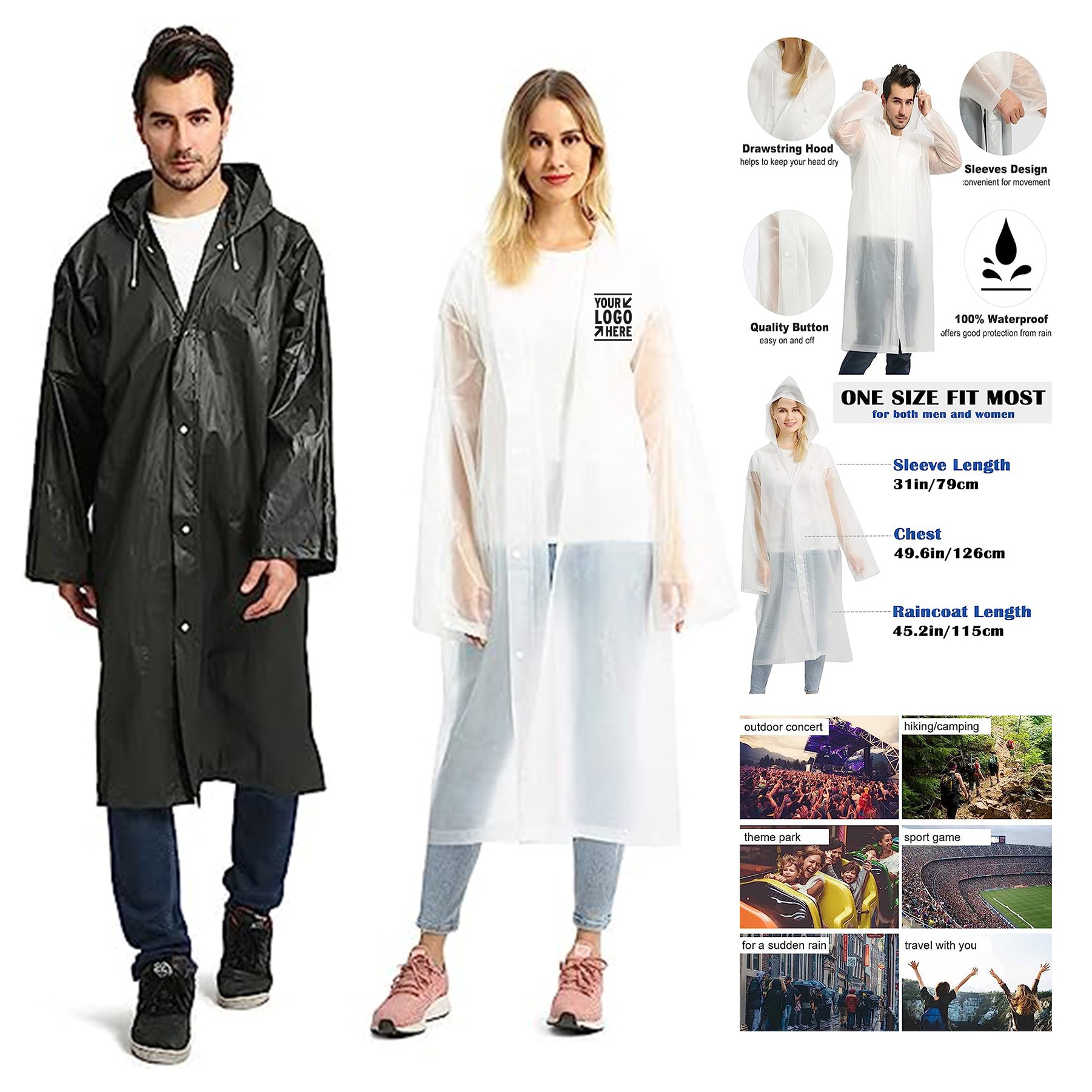 EVA Rain Ponchos Lightweight Rain Coat 2