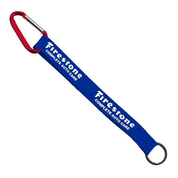 3/4" Sewn Polyester Keychain with Metal Split-Ring and Carabiner 5