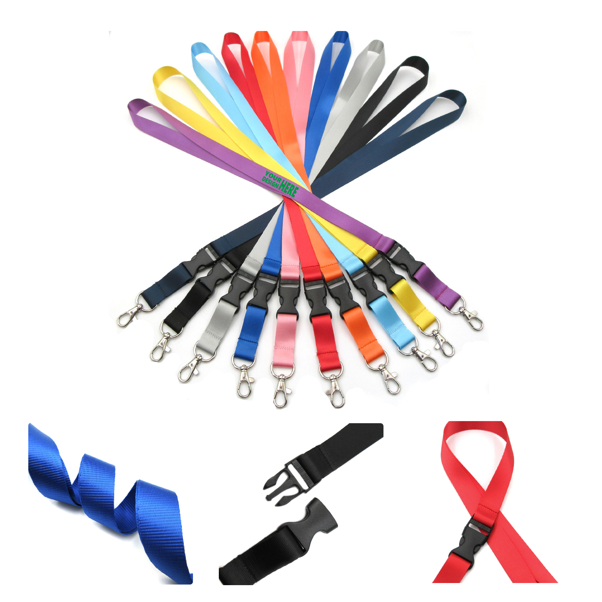 MOQ 50 Nylon Lanyard with Detachable Buckle for ID Badge 2