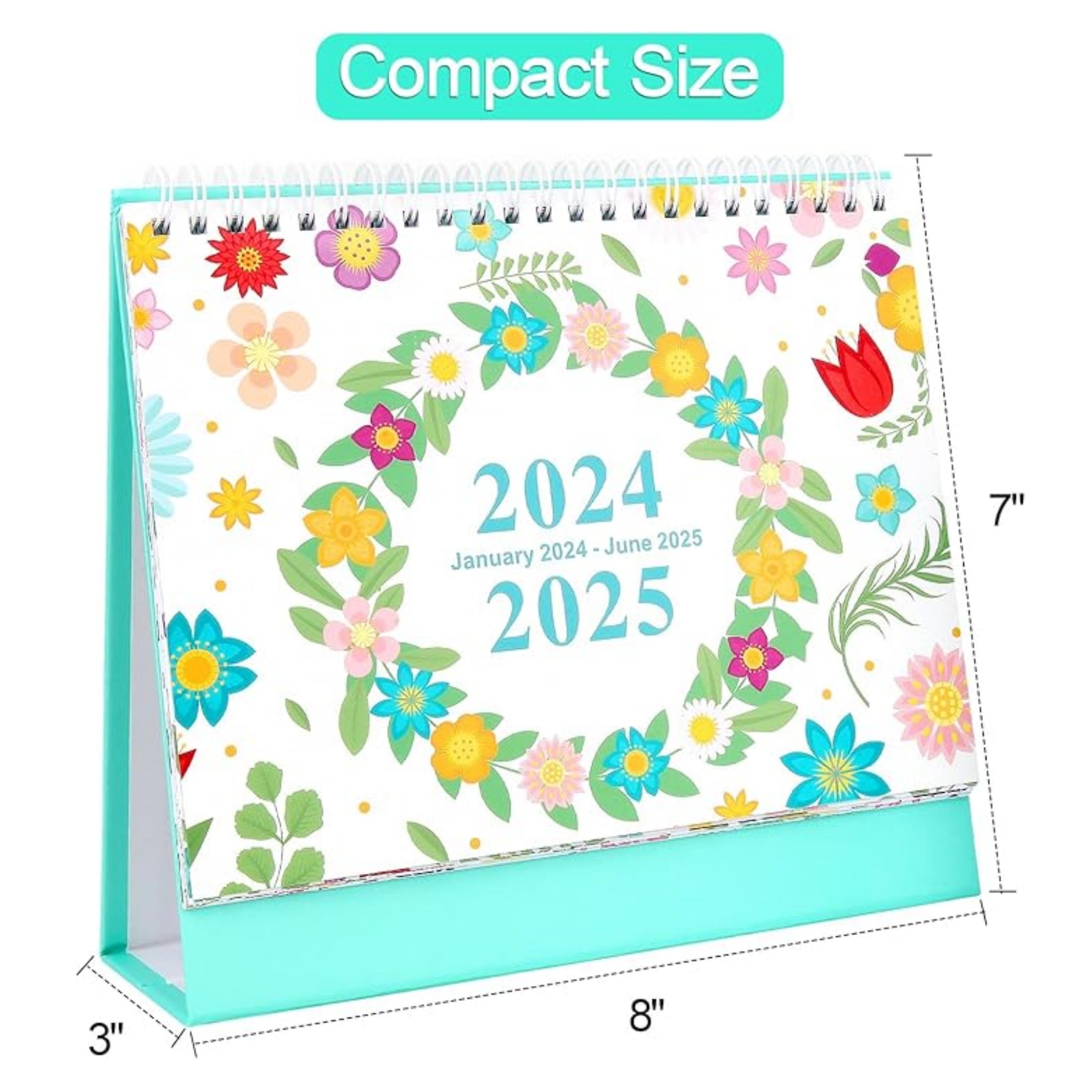 18 Months 8"*3"*7" Flower Desk Calendar From Jan 2025 To June 2026 1