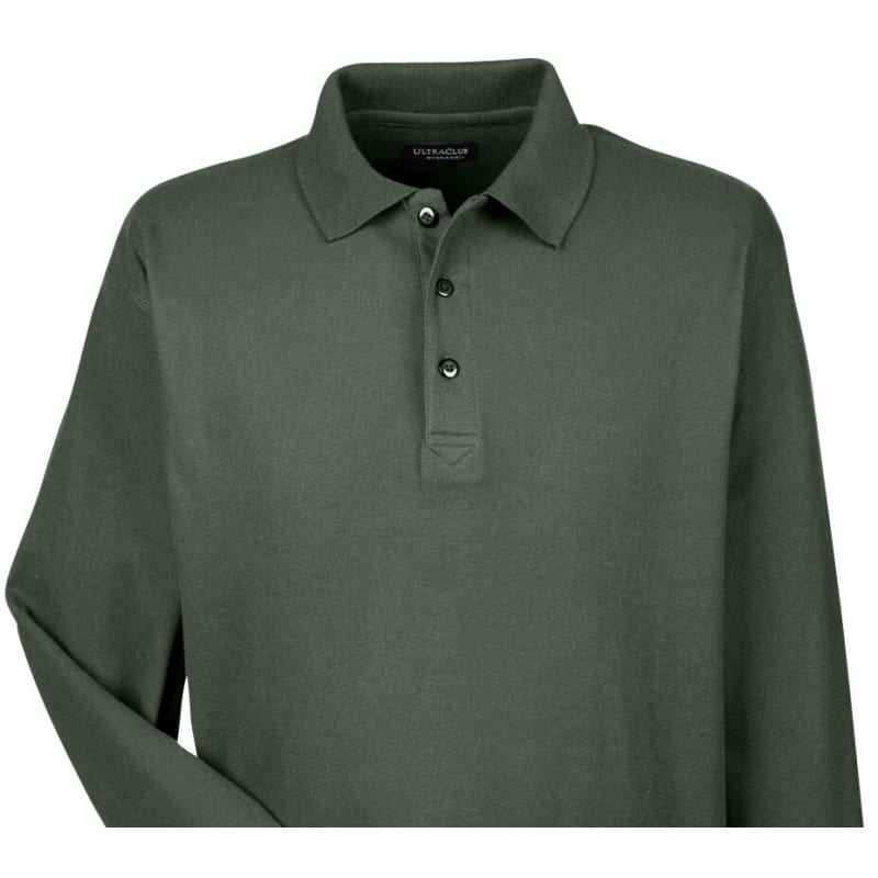 UltraClub Adult Long-Sleeve Whisper Piqué Polo 3