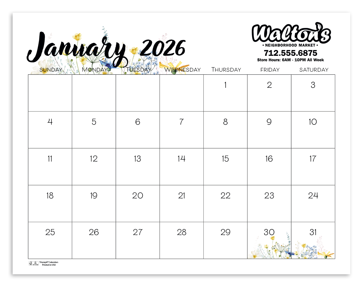 Triumph® Calendars Small Monthly Desk Pad - Floral 1