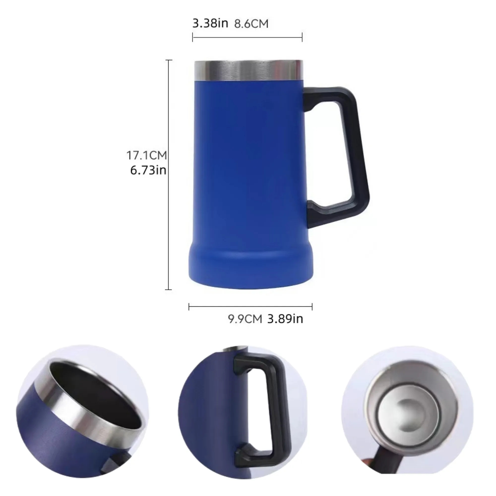 Customized stainless steel minimalist beer mug with handle 5