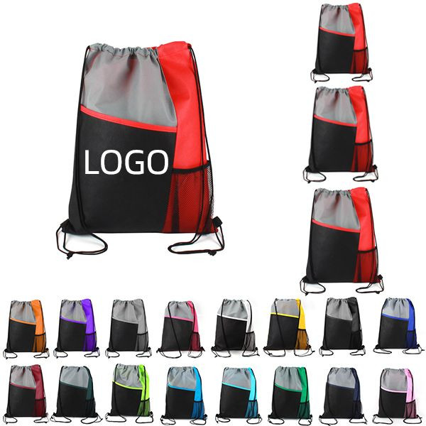 Small Mesh Pocket Tricolored Drawstring Sports Pack 2