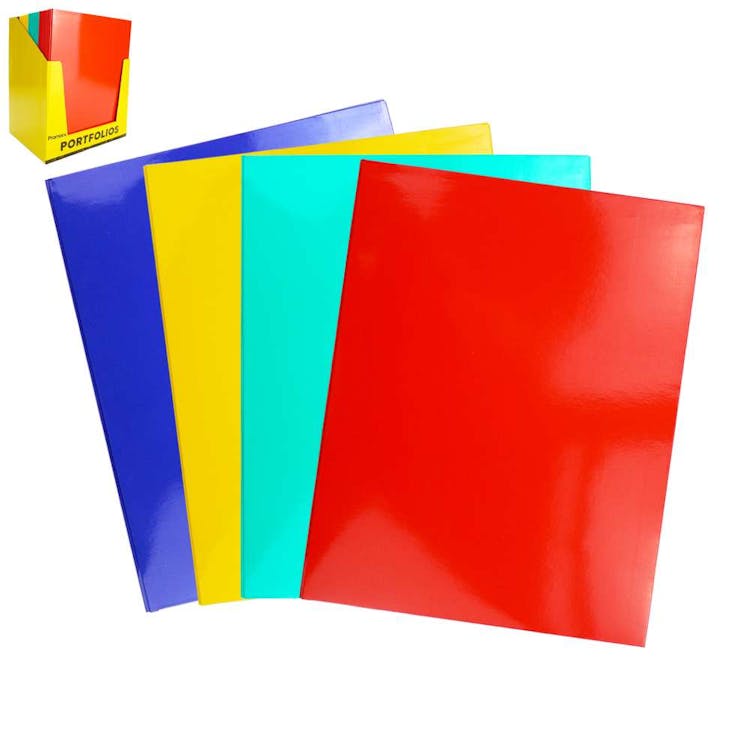 Glossy 2-Pocket Folders - Assorted 3 Prongs 1