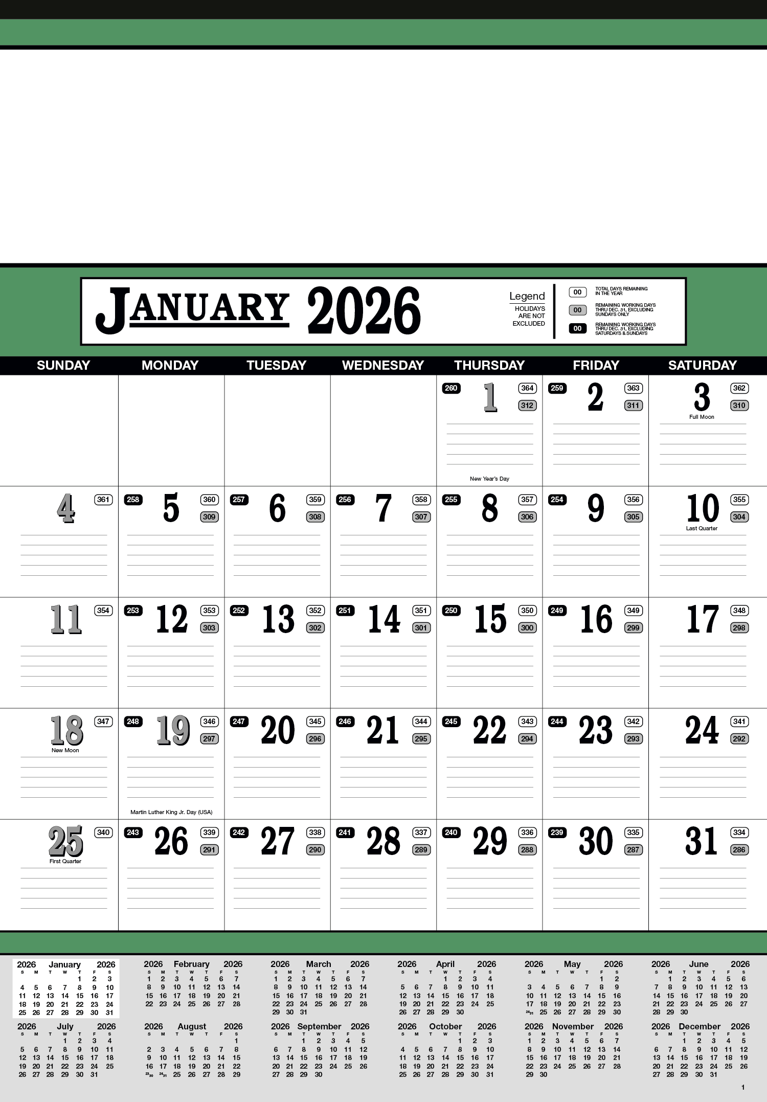 Skinner & Kennedy® Contractor's 13-Sheet Calendar 1