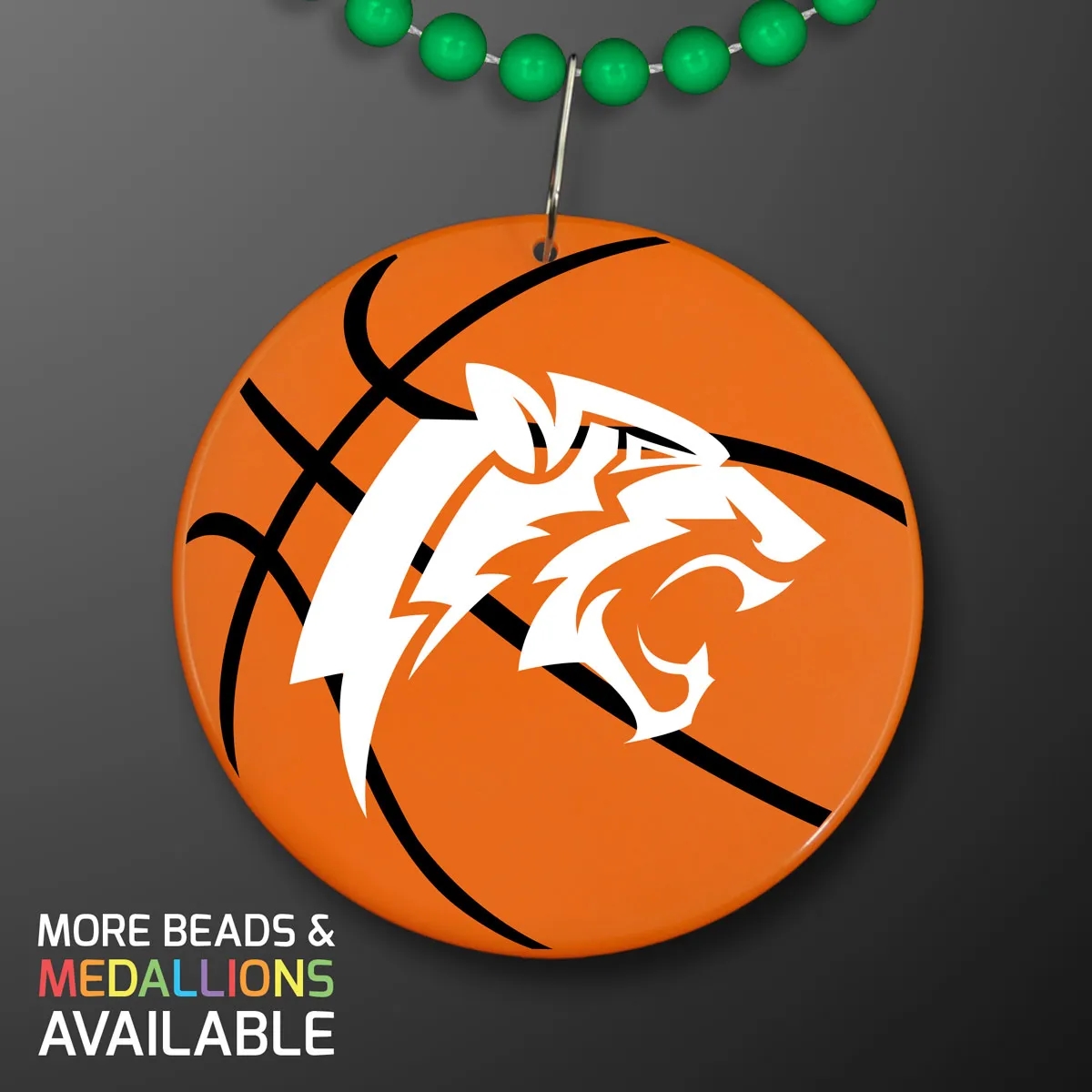 Basketball Medallion on Beads Necklace (NON-Light Up) 10