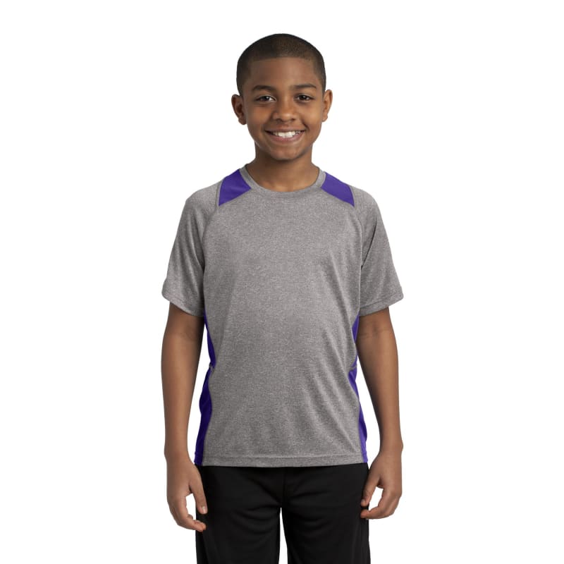 Sport-Tek Youth Heather Colorblock Contender Tee. 45