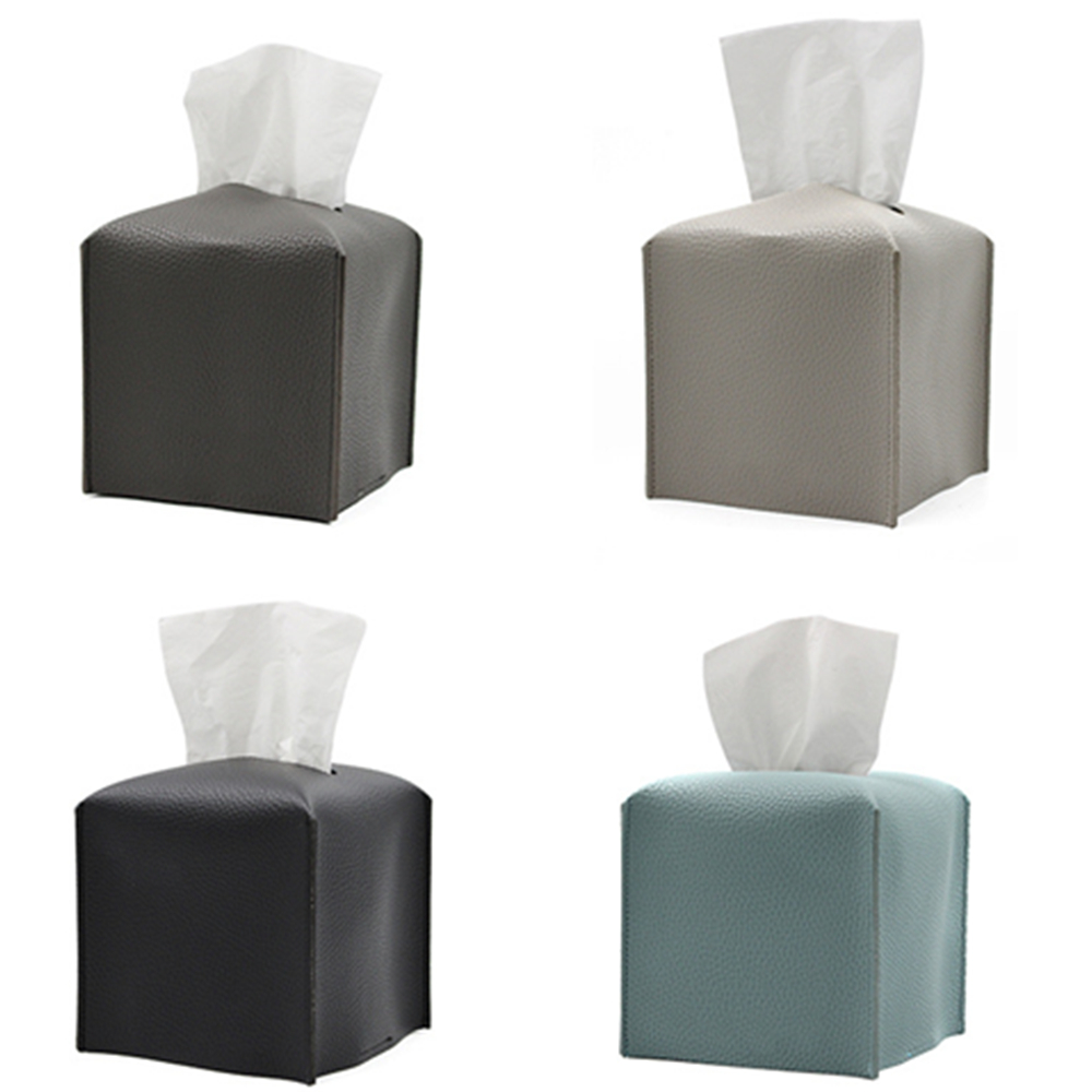 Square Leather Cube Tissue Box 6
