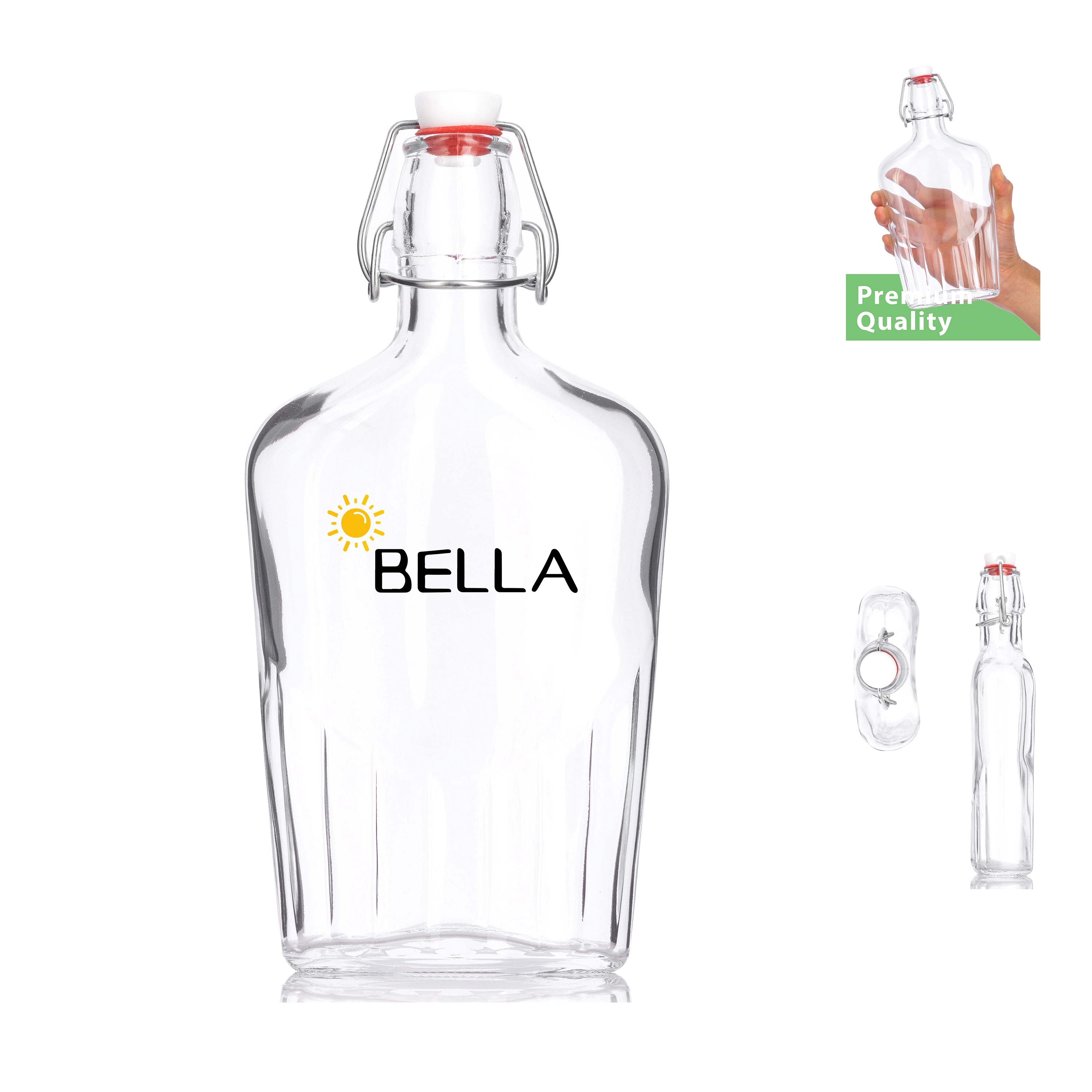 Swing Top 17 Ounce Flask Clear Glass Bottle Bormioli Rocco 1