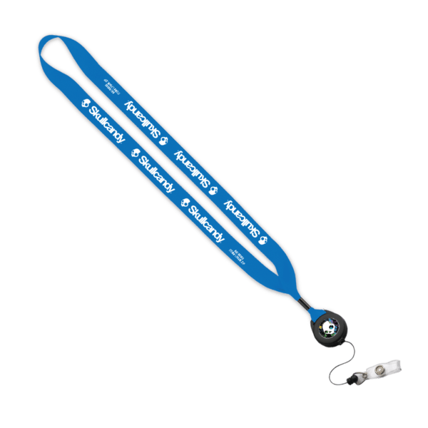 3/4" Polyester Lanyard with Metal Crimp & Retractable Badge Reel
