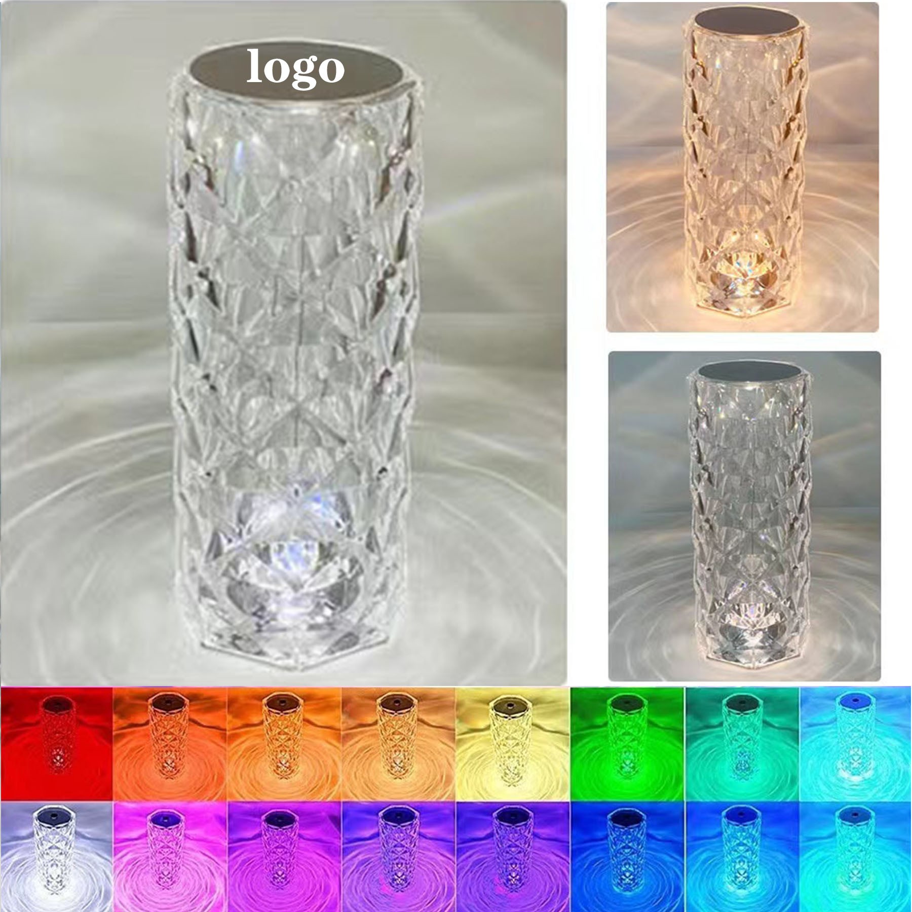 Romantic Crystal Table Lamp RGB Color Changing Night Light