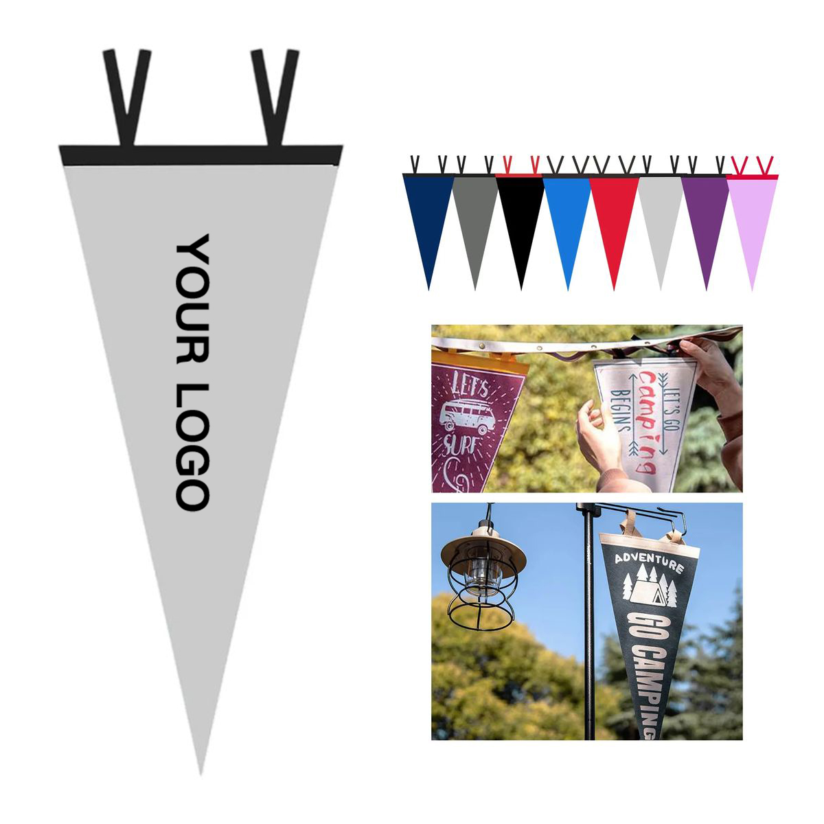 Polyester Felt Pennant with Sewn Edge Strips 5