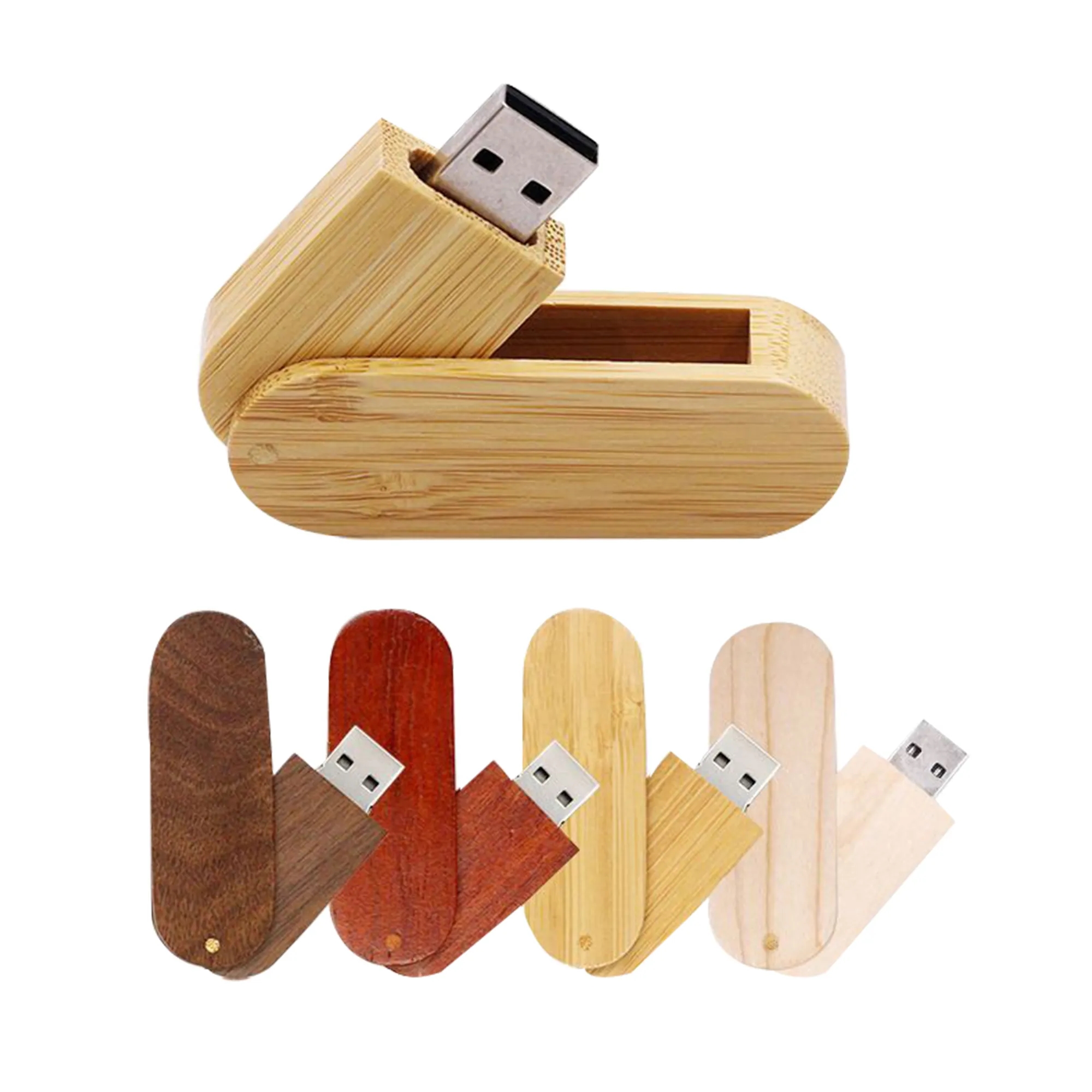 Rotating Wooden USB Flash Drive 2GB 1