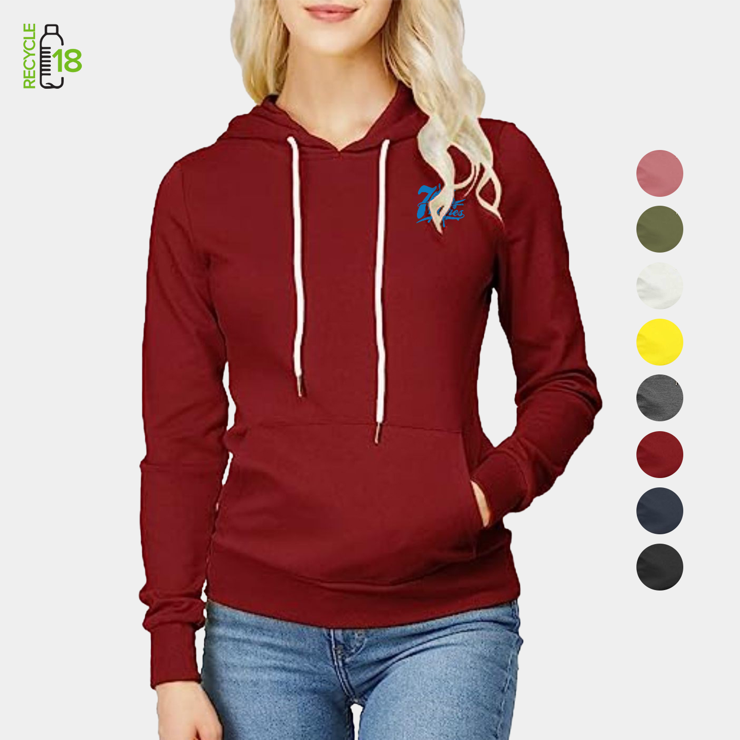 REPREVE® - Women's Recycled Fleece Hoodie w/ Kangaroo Pocket & Antibacterial, custom hoodie or sweatshirt with logo imprint 2