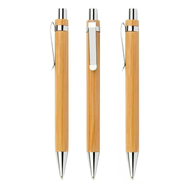 Recycled Natural Bamboo Click Ballpoint Pen 3