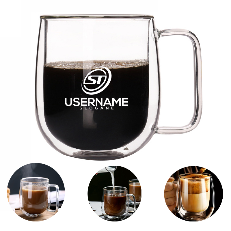 12oz Glass Coffee Mugs Double-Wall Borosilicate Cups 1