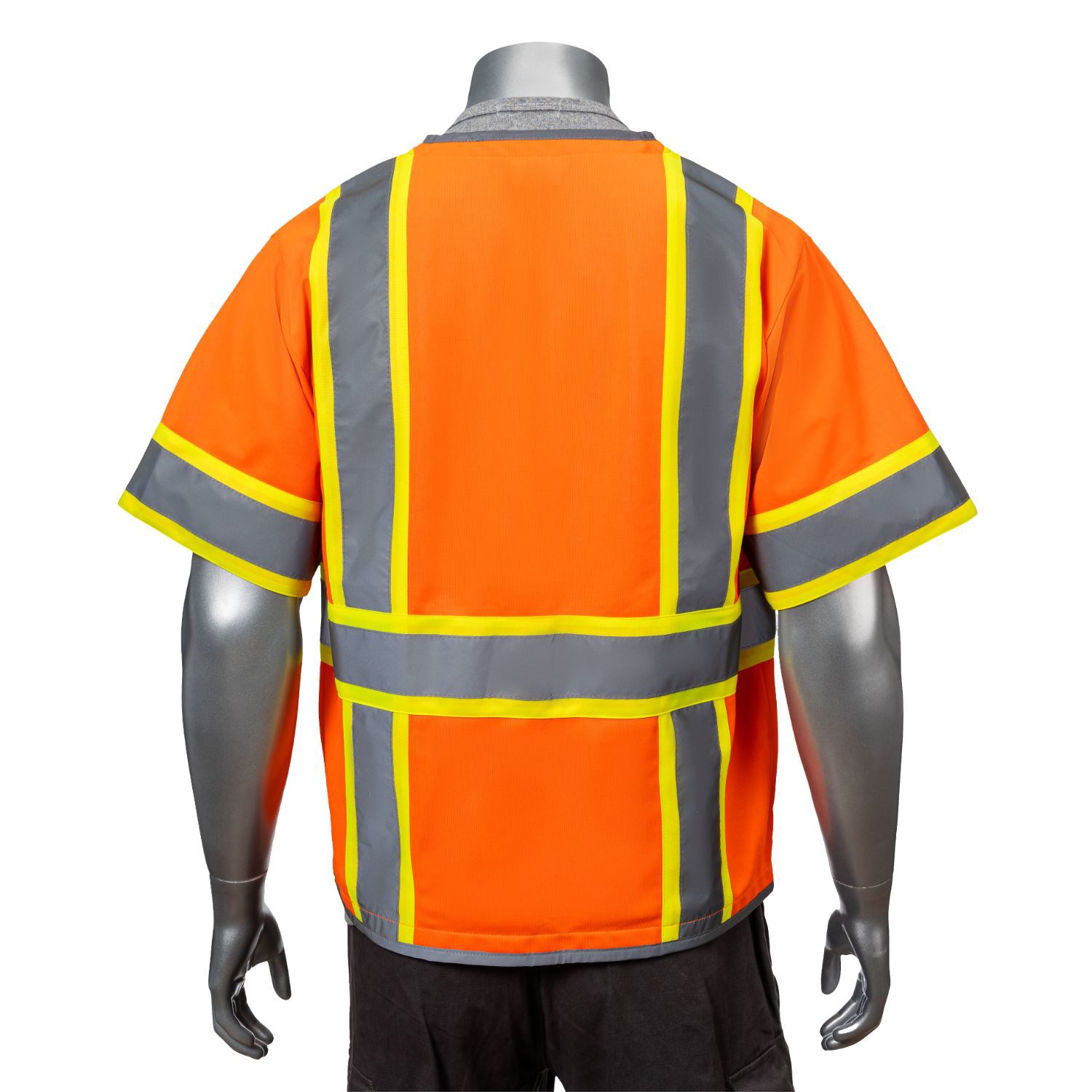 3.8oz. Knitted Class 3 Two Tone Reflective Safety Vest with Dual Mic Tab & 4 Pockets 6
