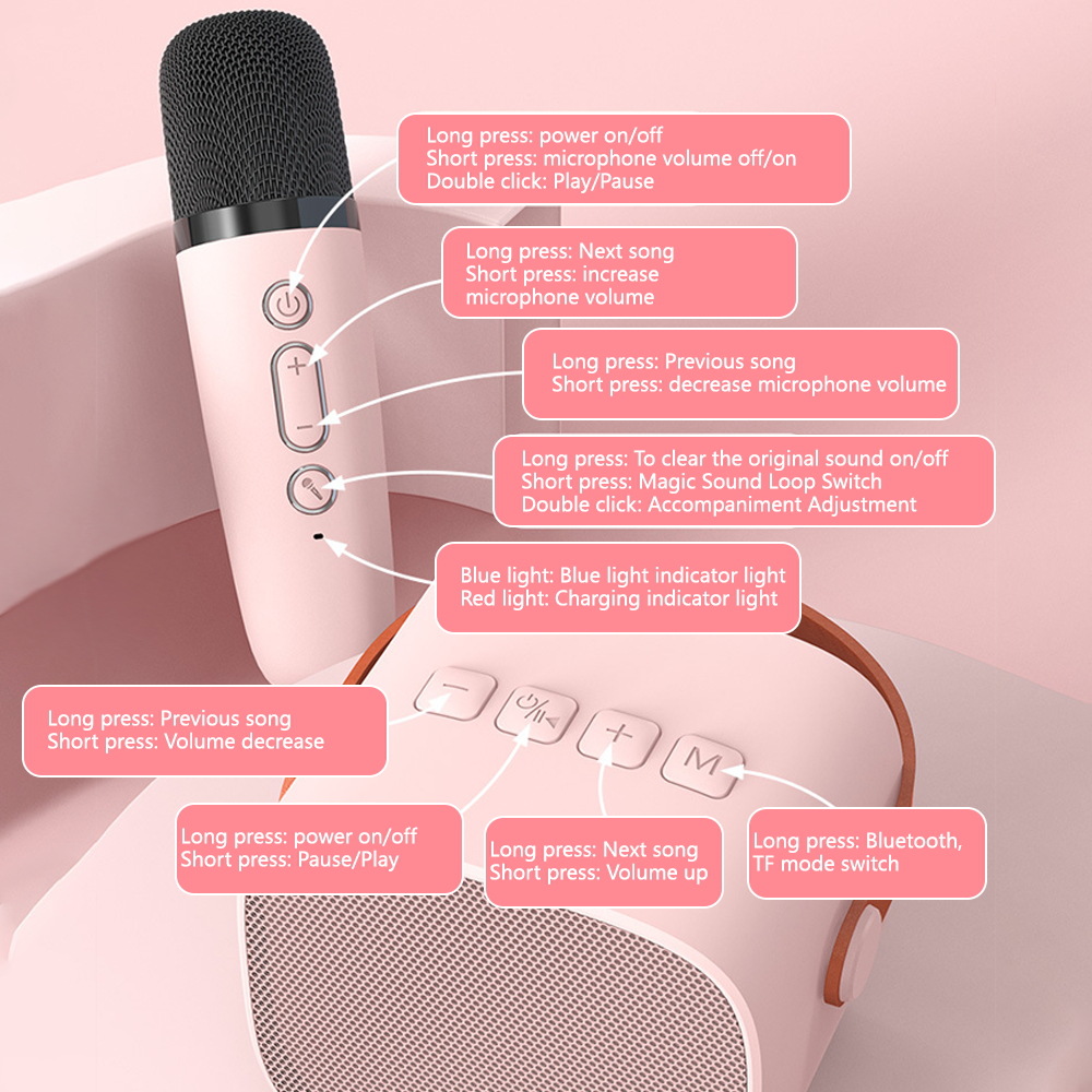 Mini Karaoke Machine with A Wireless Microphones 8
