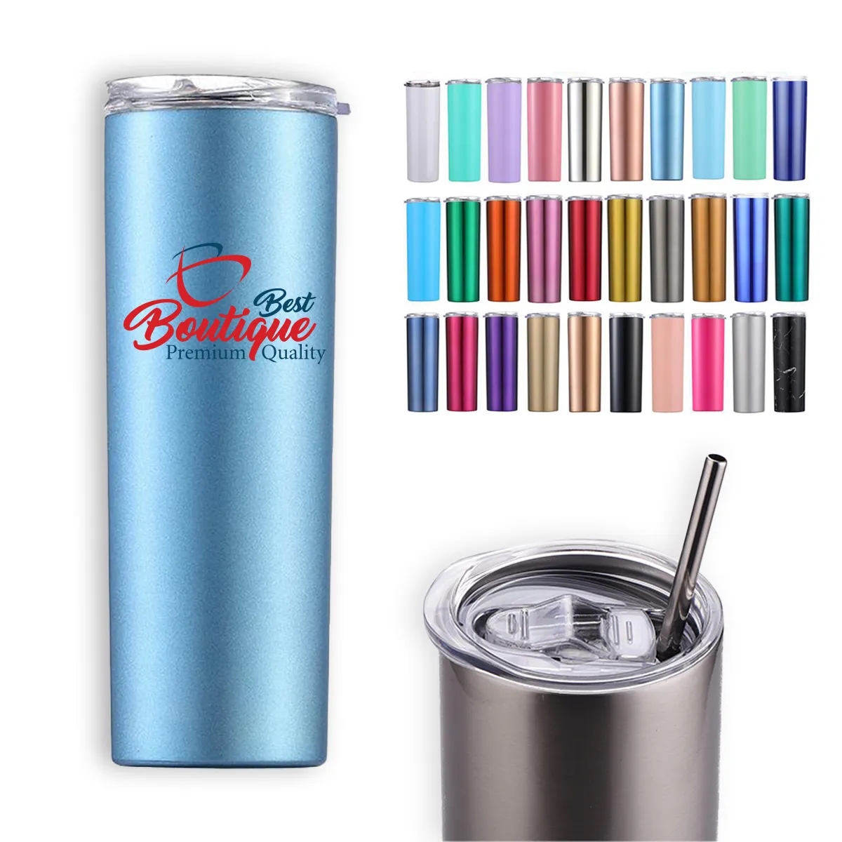 20 Oz. Tumbler with Lid and Straw Insulated Double Wall Cup 3