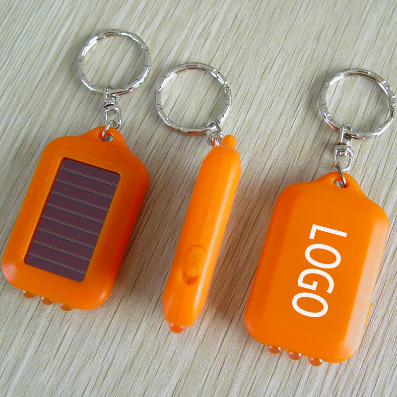 Solar Powered Flashlight Keychains w/Sided Button 2