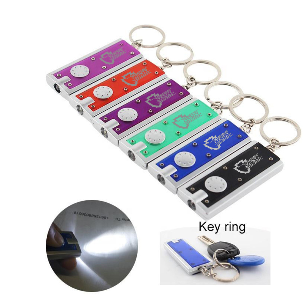 Slim Rectangular Flashlight w/Swivel Key Chain 2