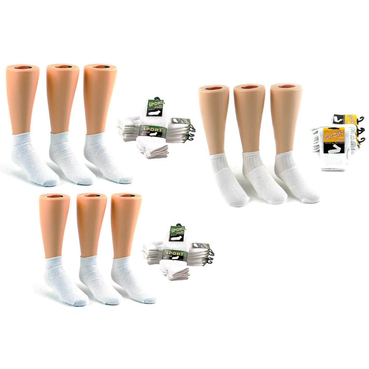 Kids' Athletic Ankle Socks - White Assorted Sizes 2