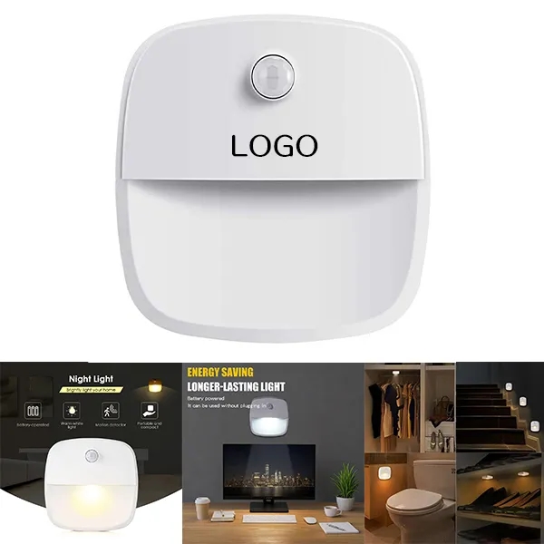 LED Motion Sensor Night Light with Wireless Battery-Powered 4