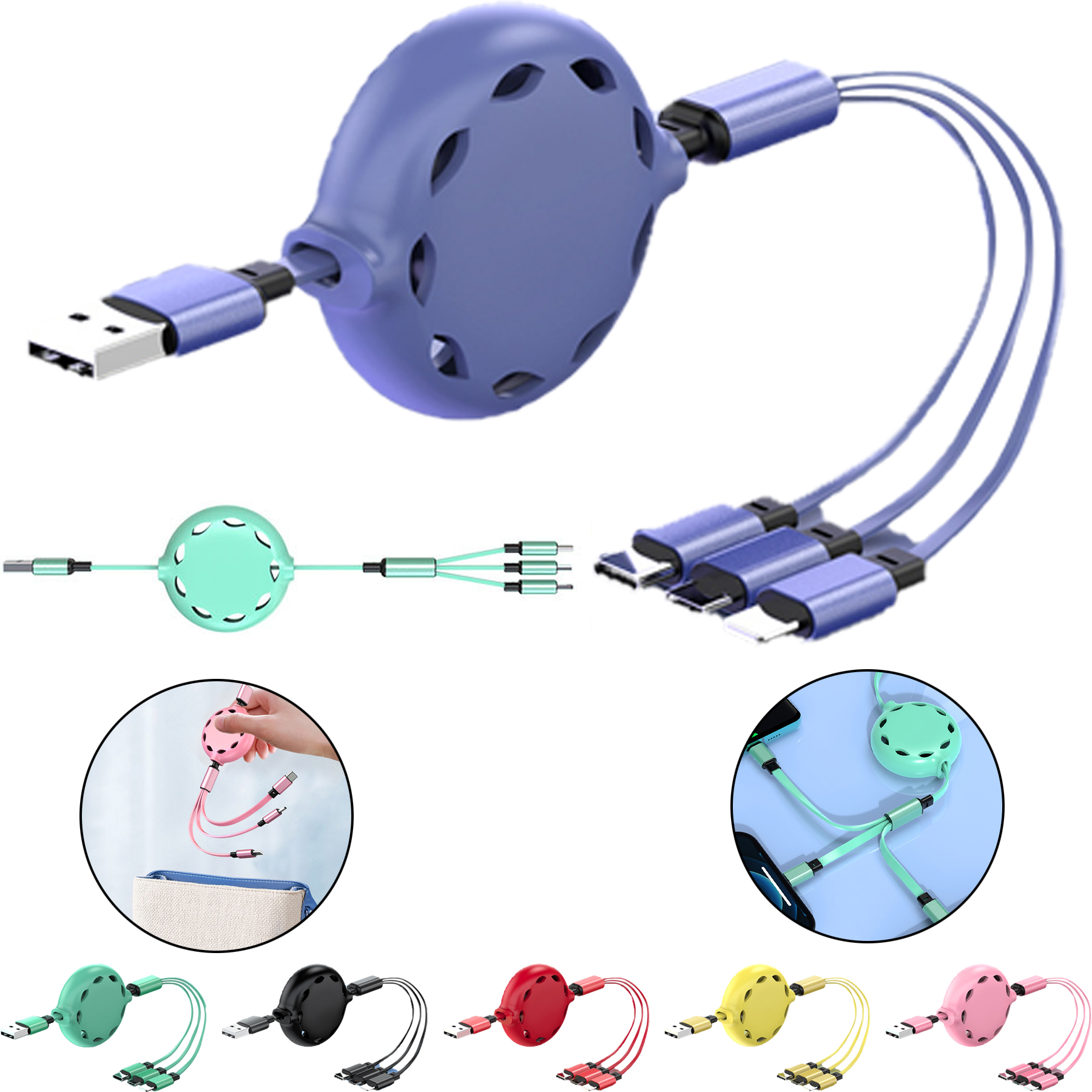 3 in 1 Long Usb Charger Cable 2