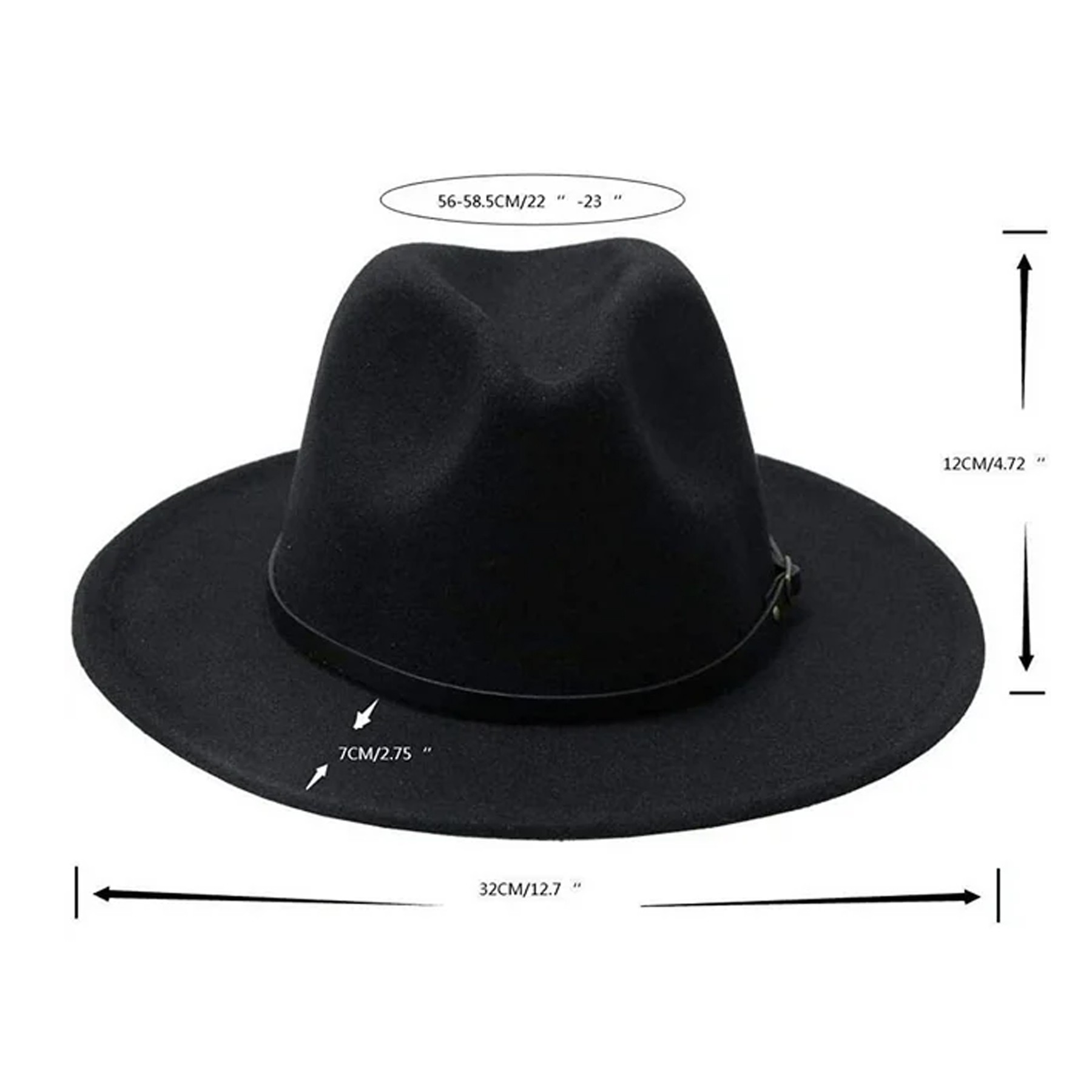 Classic Wide Brim Fedora with Belt Buckle 1