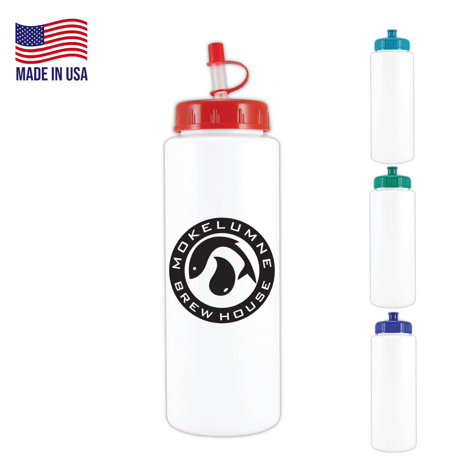 Sports Bottle USA made 32 oz plastic water bottle push spout 2