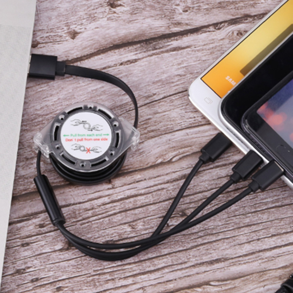 Translucent Retractable 3-in-1 Charging Cable 3