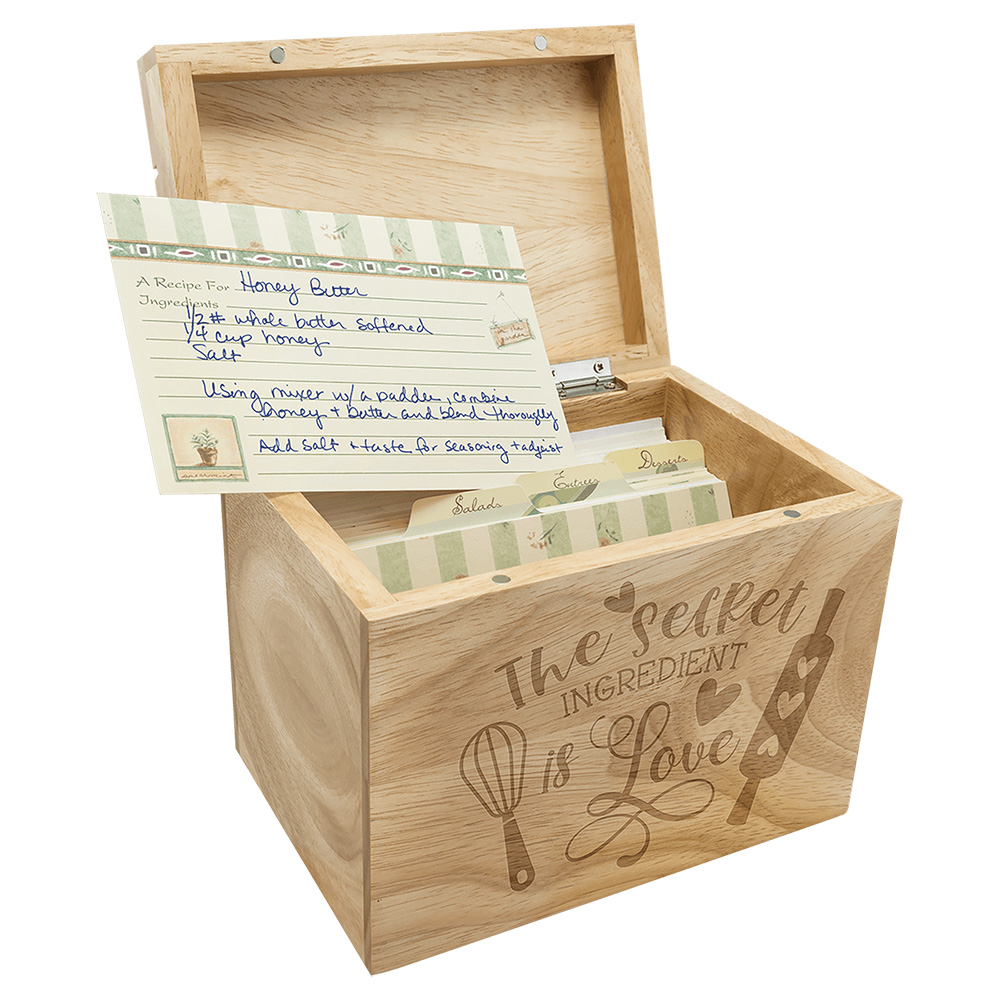 RECIPE CARD WOOD BOX (RECIPE CARDS NOT INCLUDED) 2