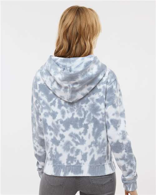 Women's Sueded Fleece Tie-Dyed Crop Hooded Sweatshirt - W23718 19