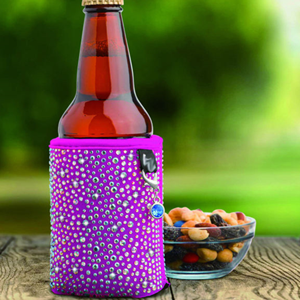 Rhinestone Insulated Can Cooler, custom koozie with logo imprint 3