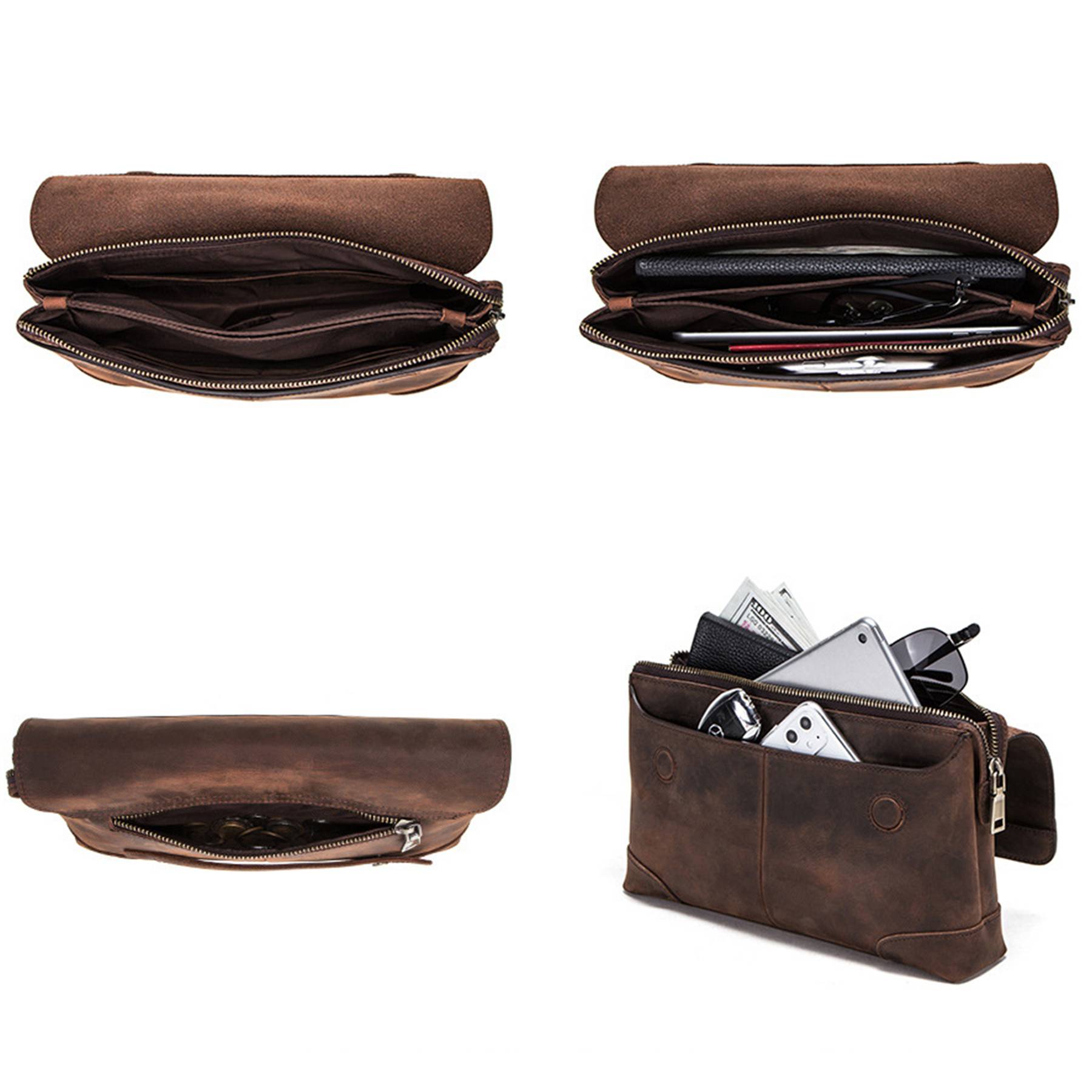 Genuine Leather Crazy Horse Skin high-capacity Wallets 5