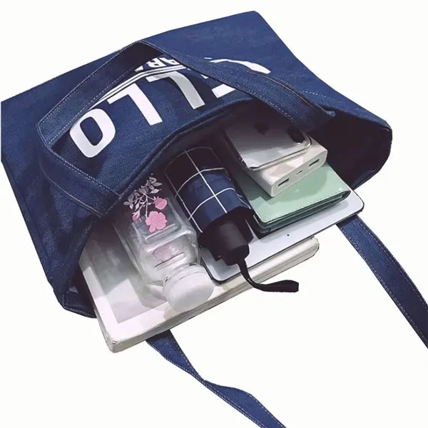 Custom Denim Shopping Tote Bag, custom tote bag with logo imprint 5