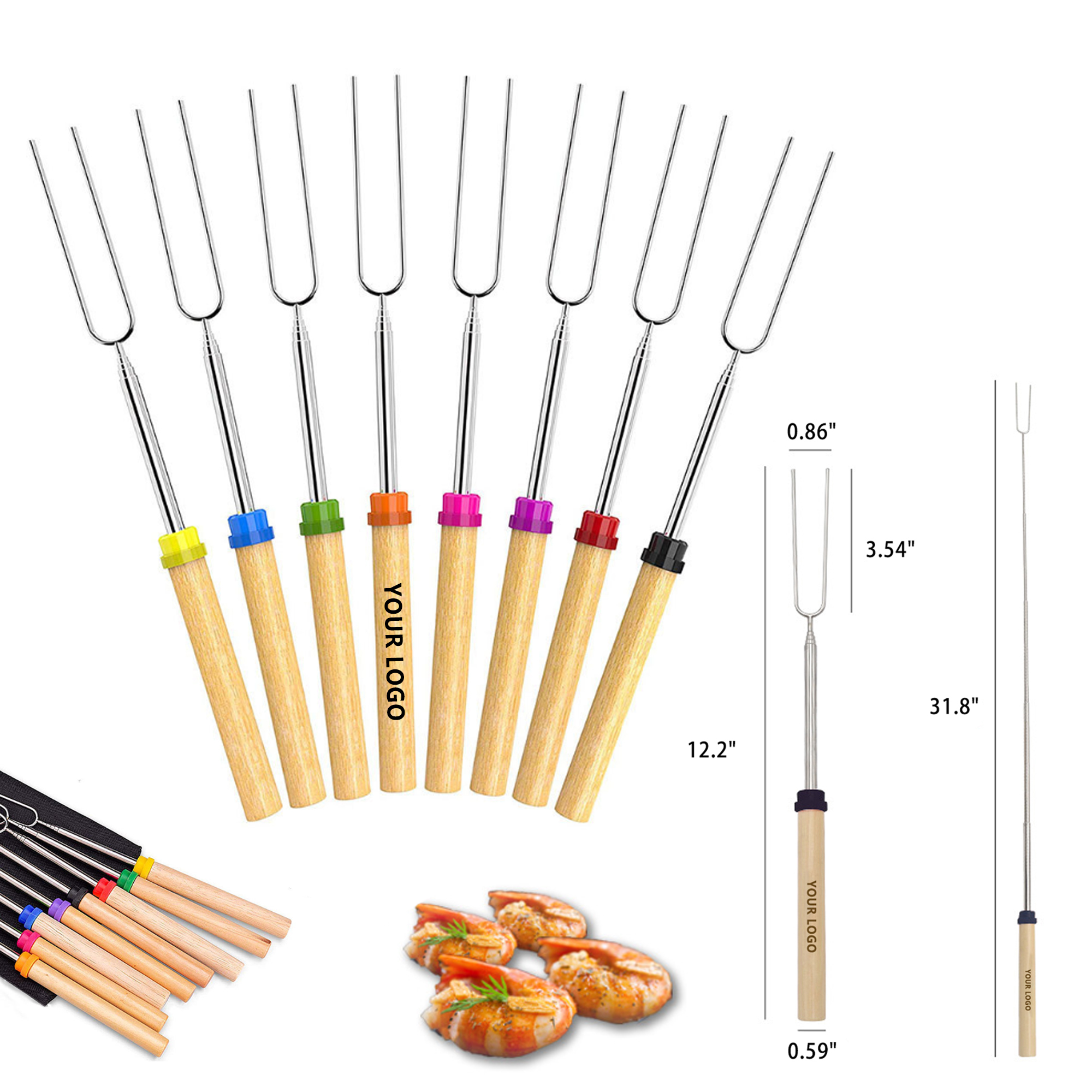 Extendable Barbecue Fork With Wooden Handle 3